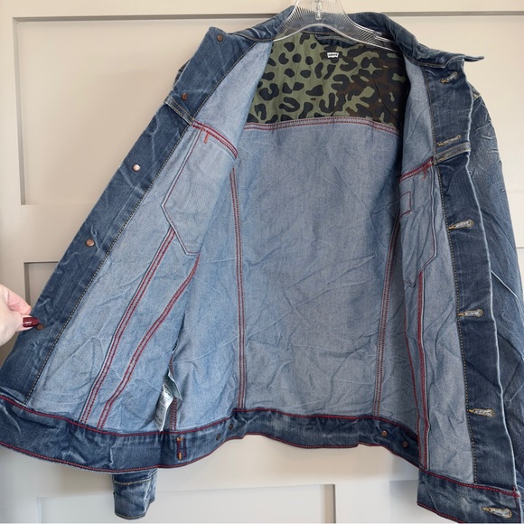 Levi Strauss Denim Trucker Jacket Distressed Button Front Men's Size Large - Picture 5 of 12